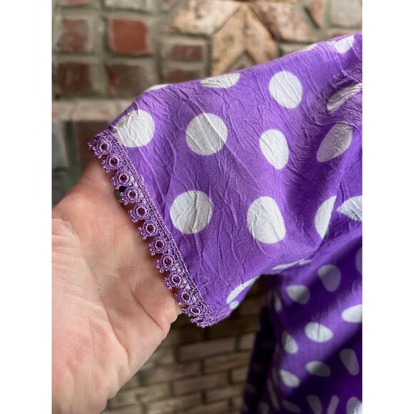 nap house dress frolicking dress embroidered collar polkadot purple white - Picture 7 of 9